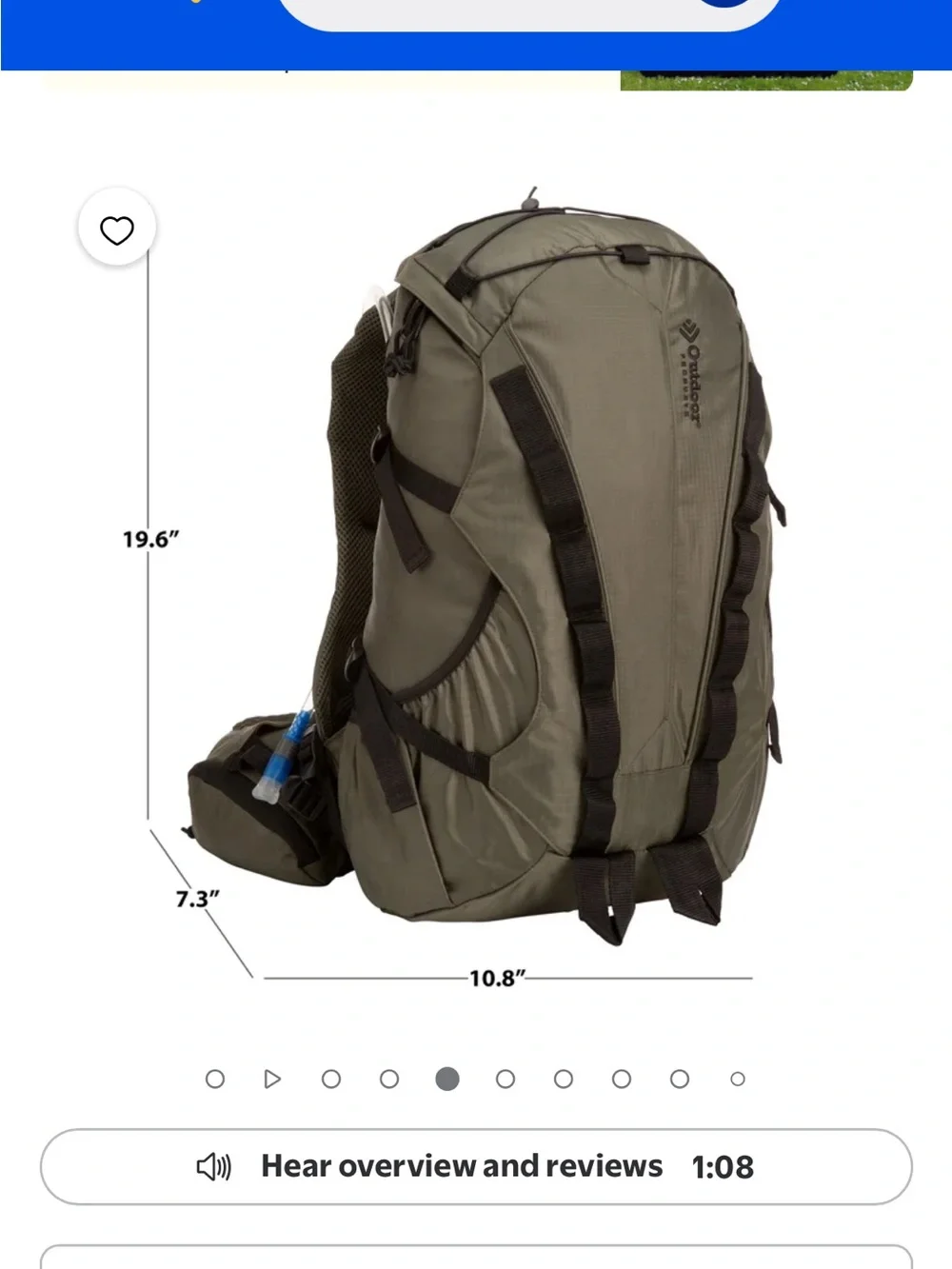 NWOT Outdoor Products Big Sur 28 L hydration backpack 3 L reservoir, green